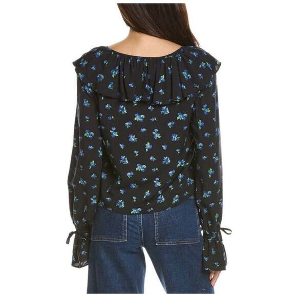 We Wore What Black Floral Ruffle Blouse NWT Size Medium - Picture 2 of 5